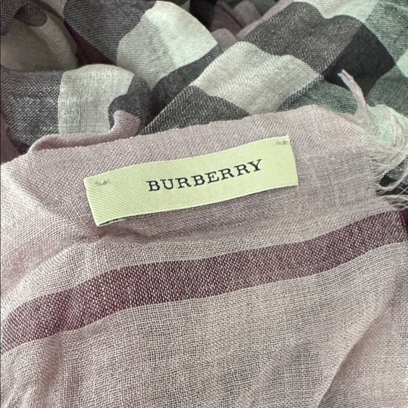 Burberry Checkered Scarfs in Pink and Teal and Green and Black - Picture 2 of 3